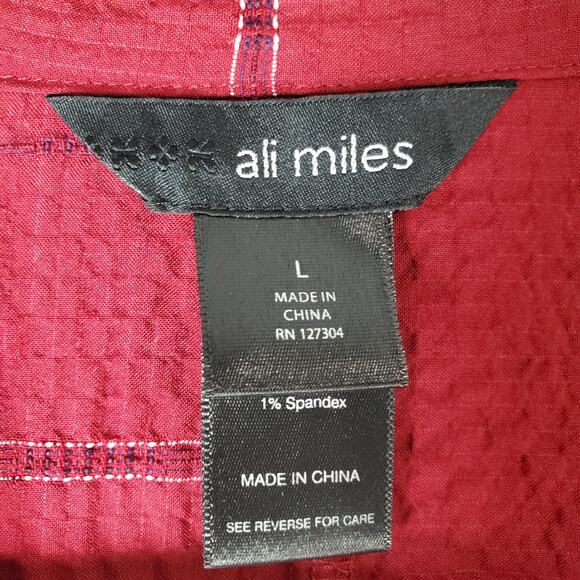 Ali Miles Womens Modern Timeless Button Front Cranberry Pucker Tunic Top Size L - Picture 3 of 6